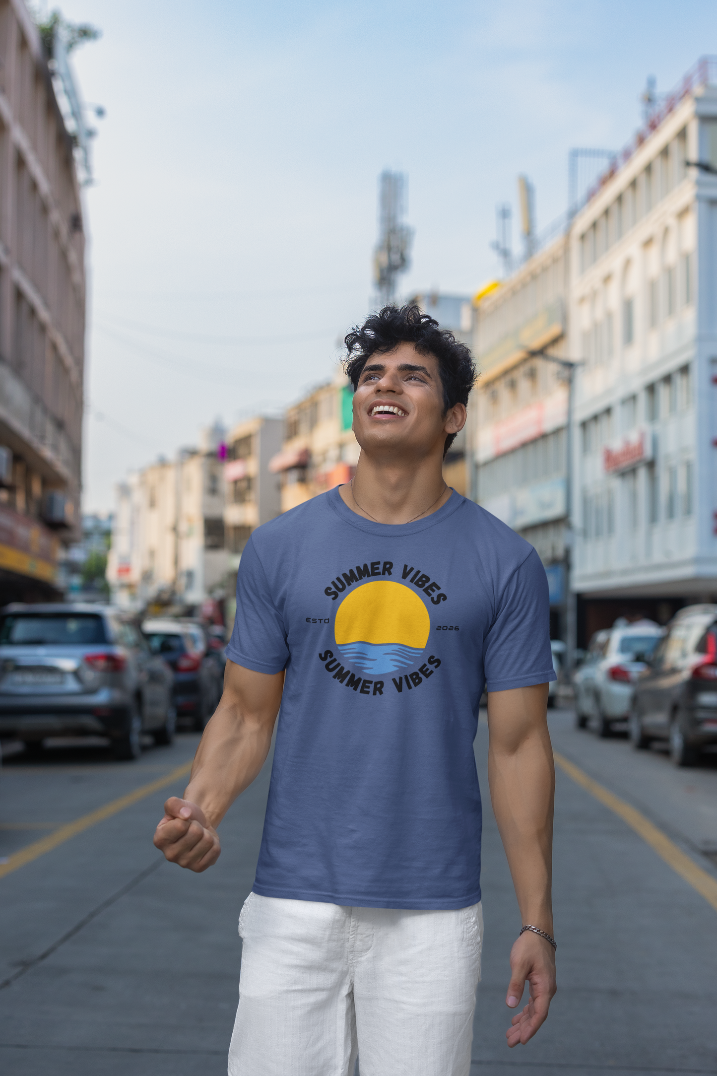 Men's T-Shirt | Summer Vibes Printed T-Shirt | Trendy Casual Combed Cotton Tee | Beach Wear Graphic T-Shirt