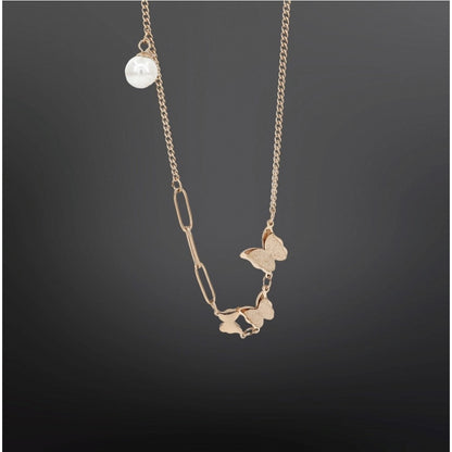 Generic Women's Stainless Steel Butterfly Pendent Delicate Chain (Gold Plated)