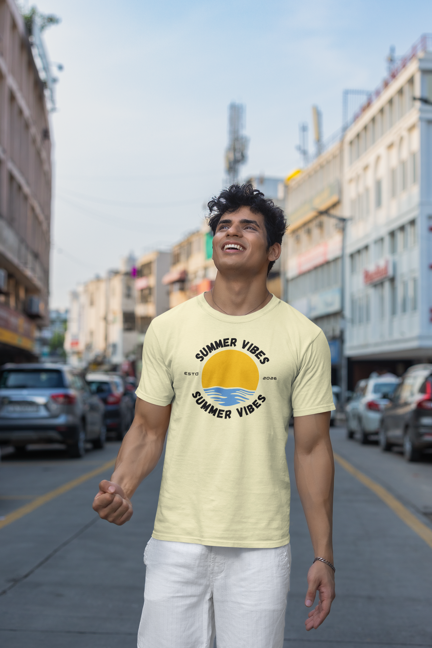Men's T-Shirt | Summer Vibes Printed T-Shirt | Trendy Casual Combed Cotton Tee | Beach Wear Graphic T-Shirt