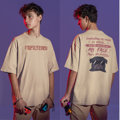 Funny oversized graphic t-shirt with sarcastic quote and cool dog design for Indian meme lovers and casual streetwear fans