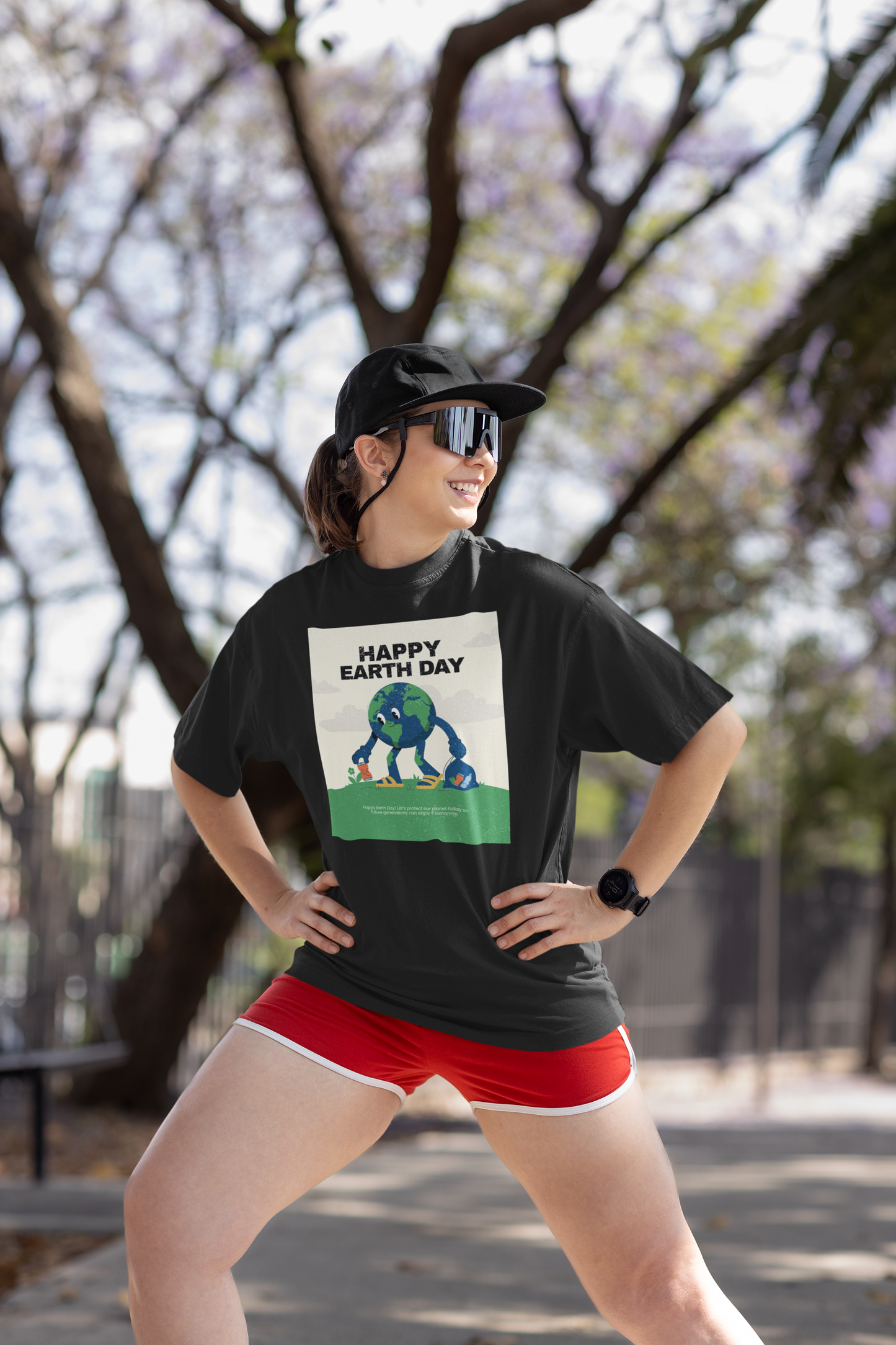 Earth Day oversized cotton t shirt India with cute planet graphic eco friendly unisex tee