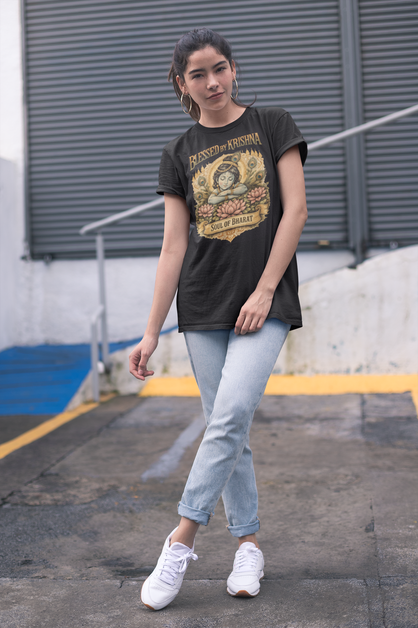 Krishna oversized t-shirt India 240 GSM cotton spiritual graphic tee Soul of Bharat design