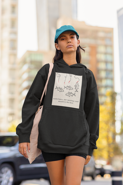 Oversized maroon unisex hoodie with aesthetic fish graphic print, Gen Z streetwear style, relaxed fit sweatshirt India