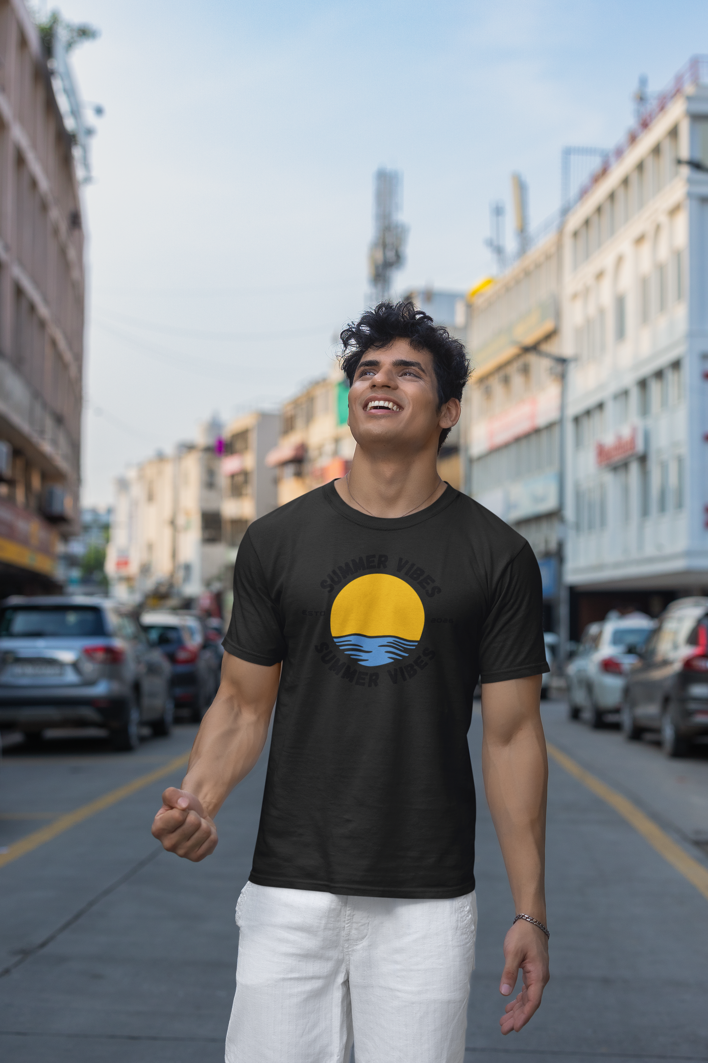 Men's T-Shirt | Summer Vibes Printed T-Shirt | Trendy Casual Combed Cotton Tee | Beach Wear Graphic T-Shirt