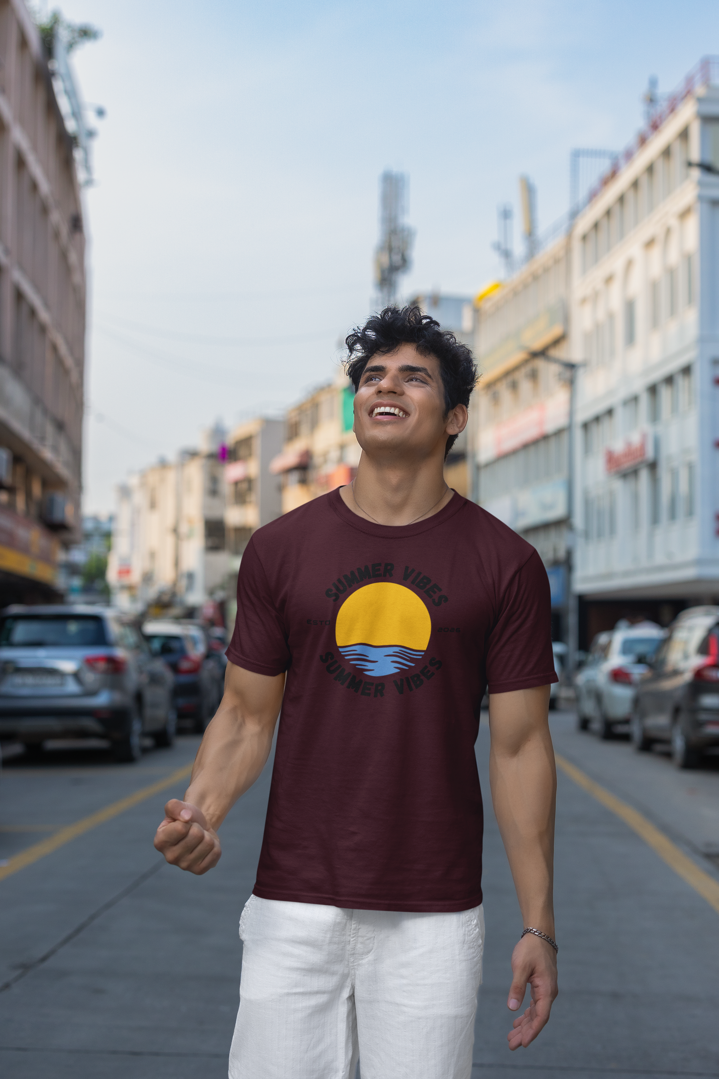 Men's T-Shirt | Summer Vibes Printed T-Shirt | Trendy Casual Combed Cotton Tee | Beach Wear Graphic T-Shirt