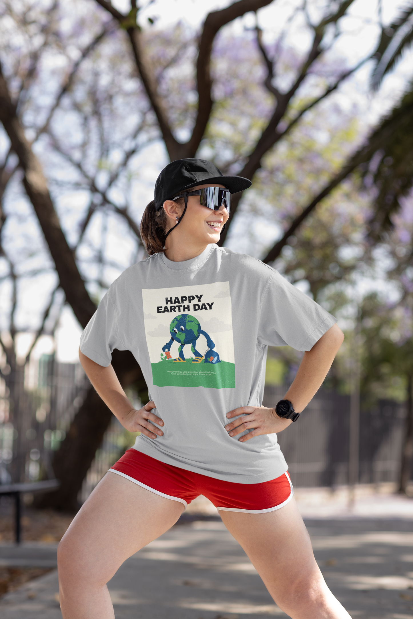 Earth Day oversized cotton t shirt India with cute planet graphic eco friendly unisex tee