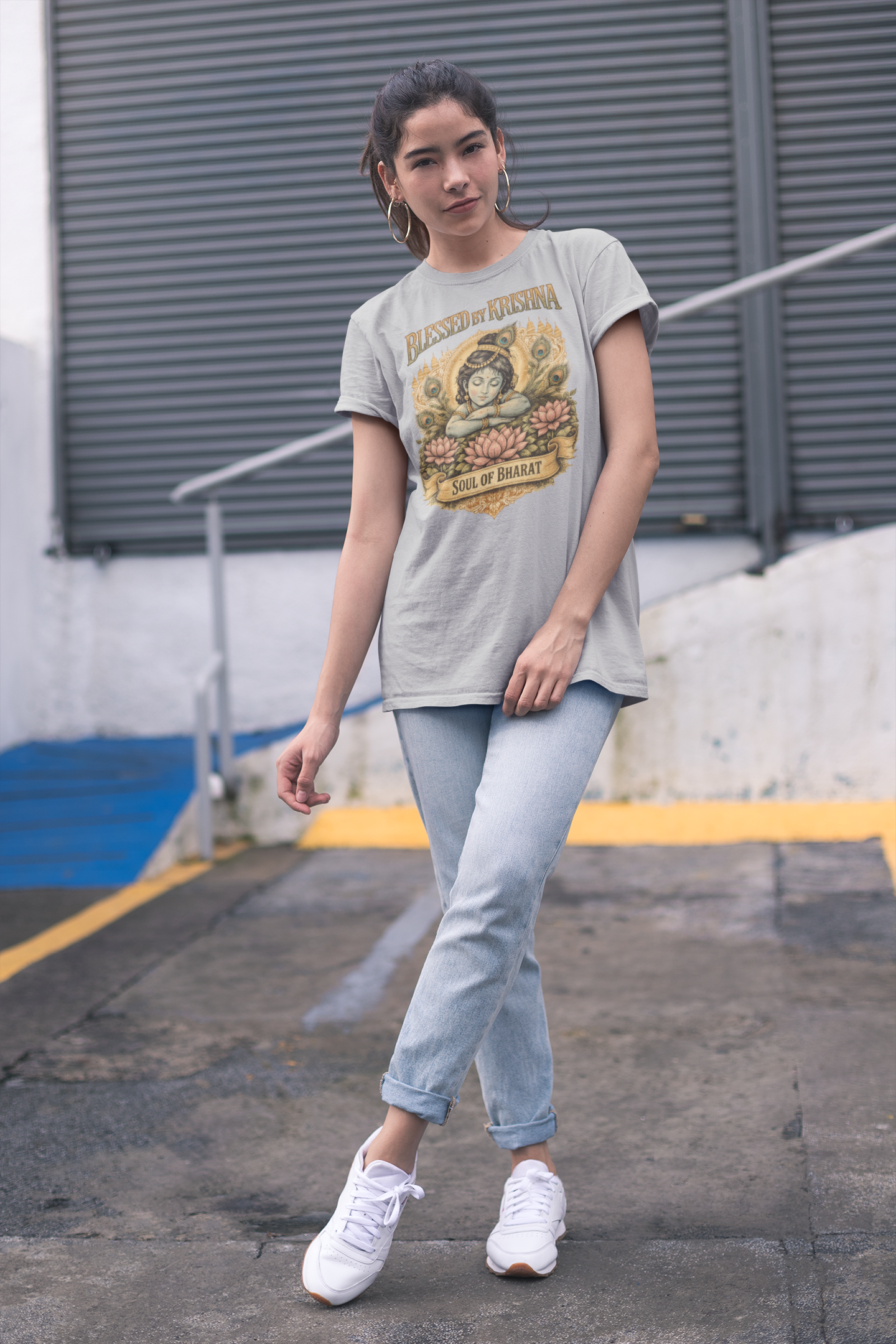 Krishna oversized t-shirt India 240 GSM cotton spiritual graphic tee Soul of Bharat design