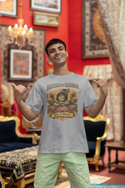 Krishna oversized t-shirt India 240 GSM cotton spiritual graphic tee Soul of Bharat design