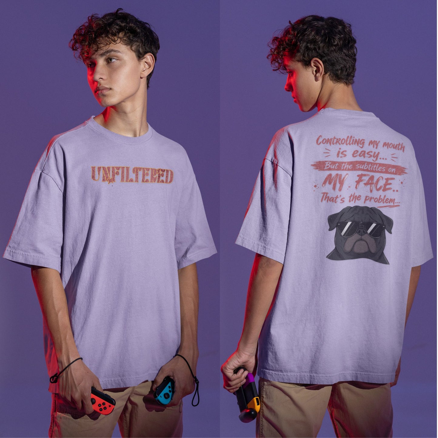 Funny oversized graphic t-shirt with sarcastic quote and cool dog design for Indian meme lovers and casual streetwear fans