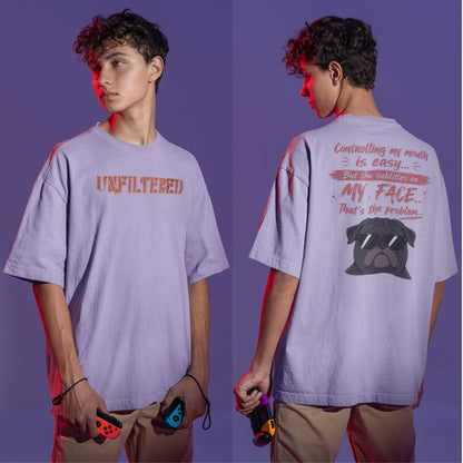 Funny oversized graphic t-shirt with sarcastic quote and cool dog design for Indian meme lovers and casual streetwear fans