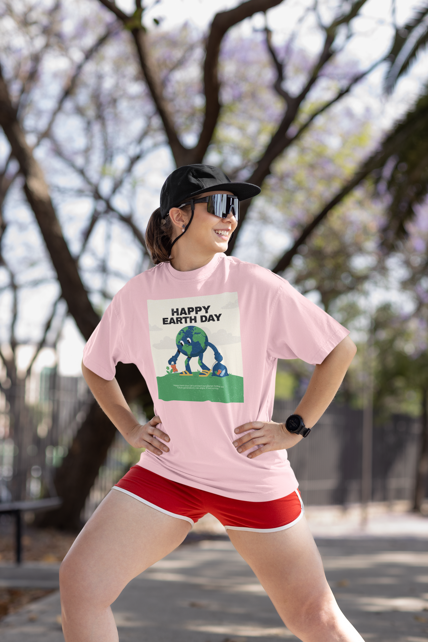 Earth Day oversized cotton t shirt India with cute planet graphic eco friendly unisex tee