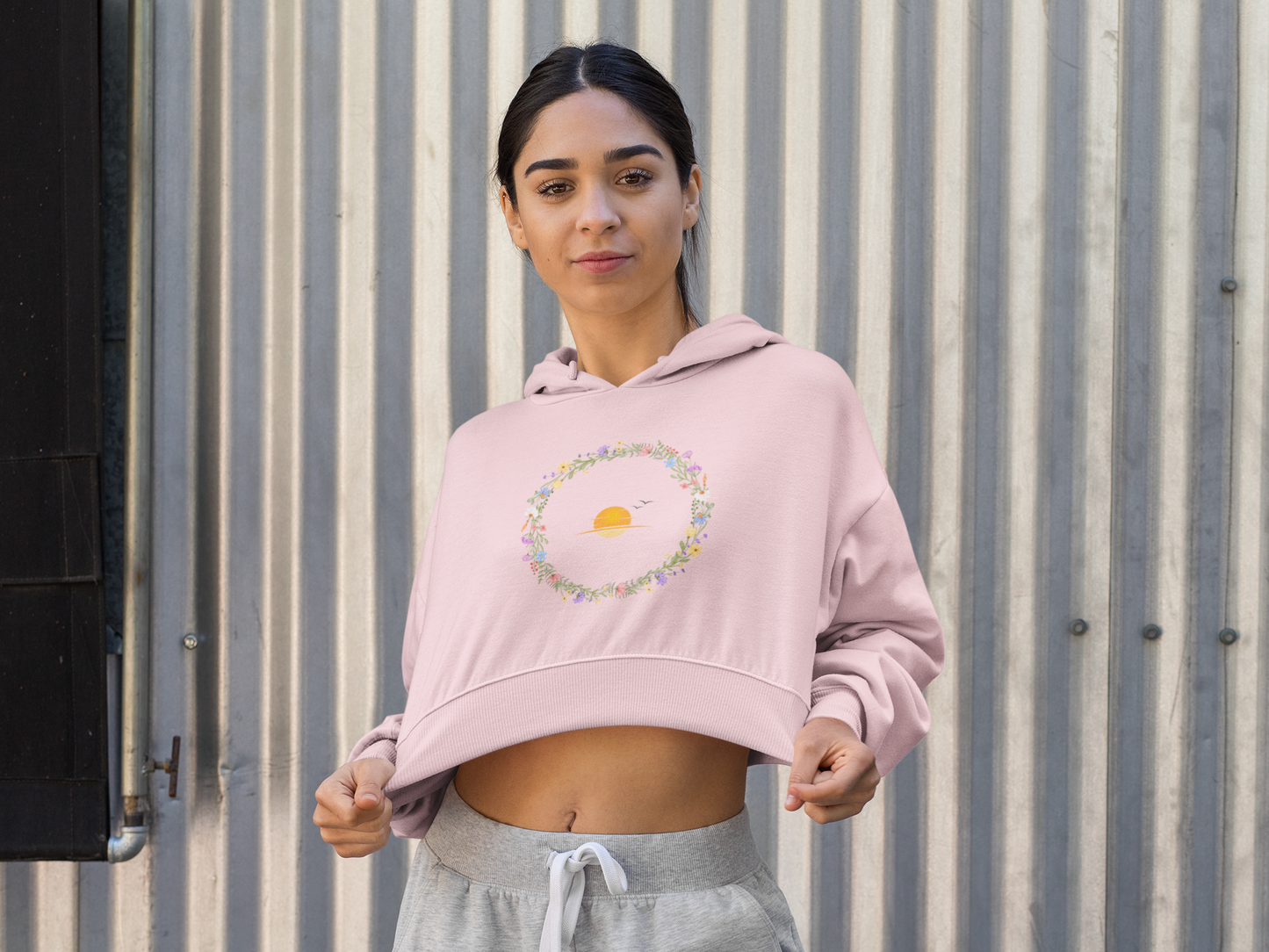 Women's Cropped Hoodie Wild Flowers