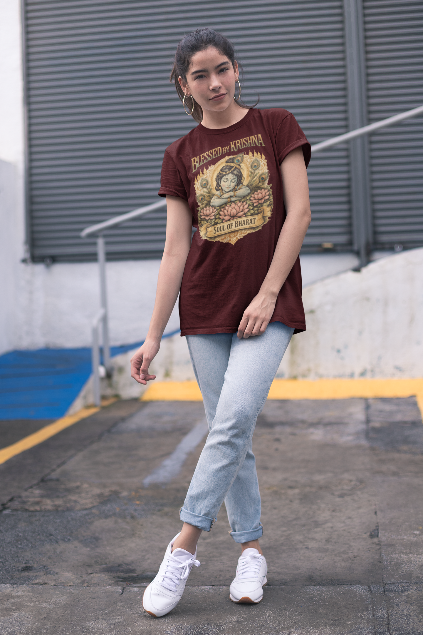 Krishna oversized t-shirt India 240 GSM cotton spiritual graphic tee Soul of Bharat design