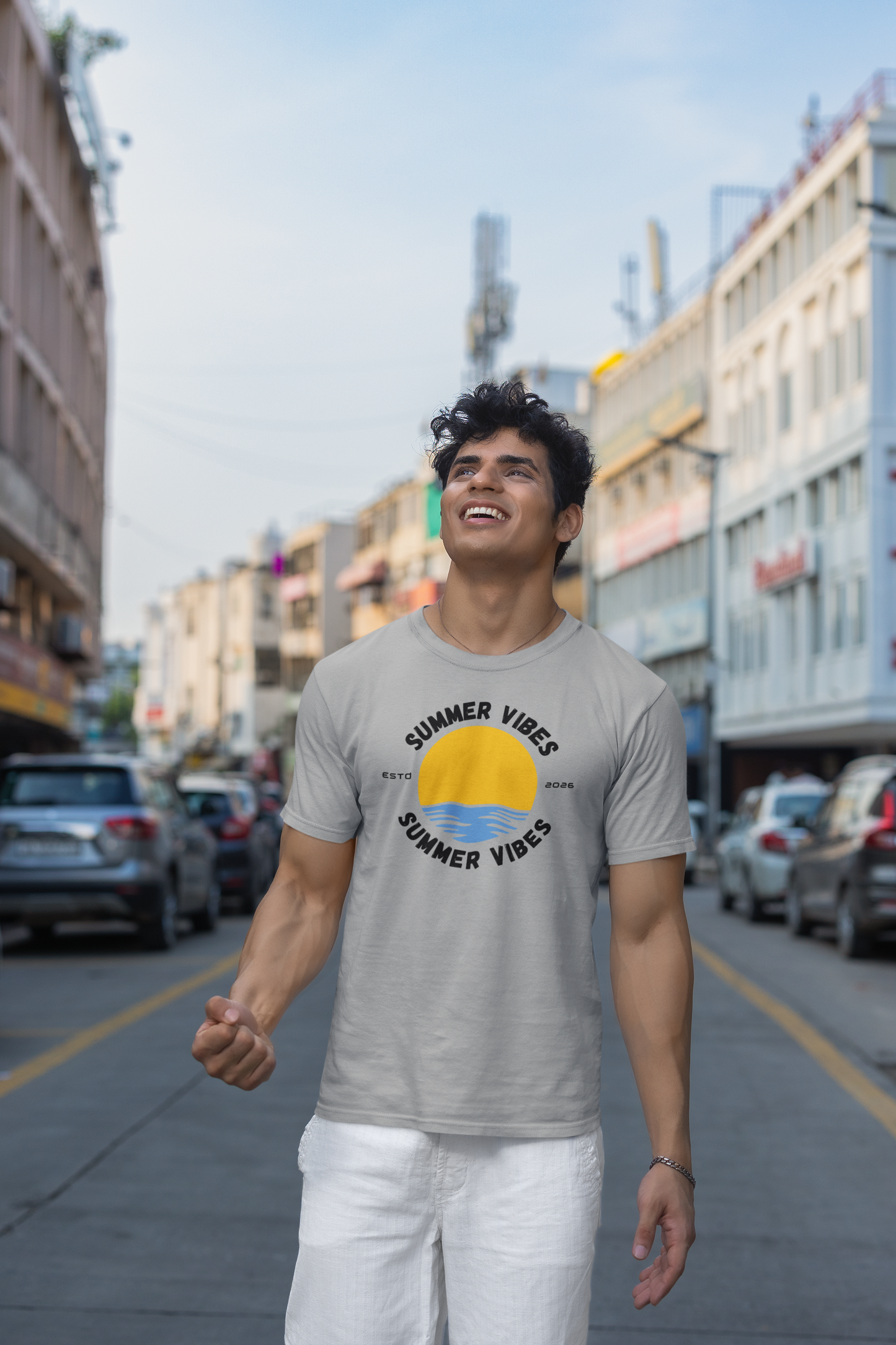 Men's T-Shirt | Summer Vibes Printed T-Shirt | Trendy Casual Combed Cotton Tee | Beach Wear Graphic T-Shirt