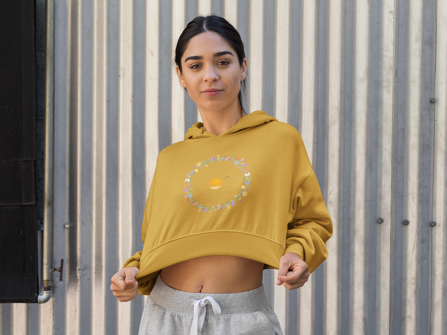 Women's Cropped Hoodie Wild Flowers