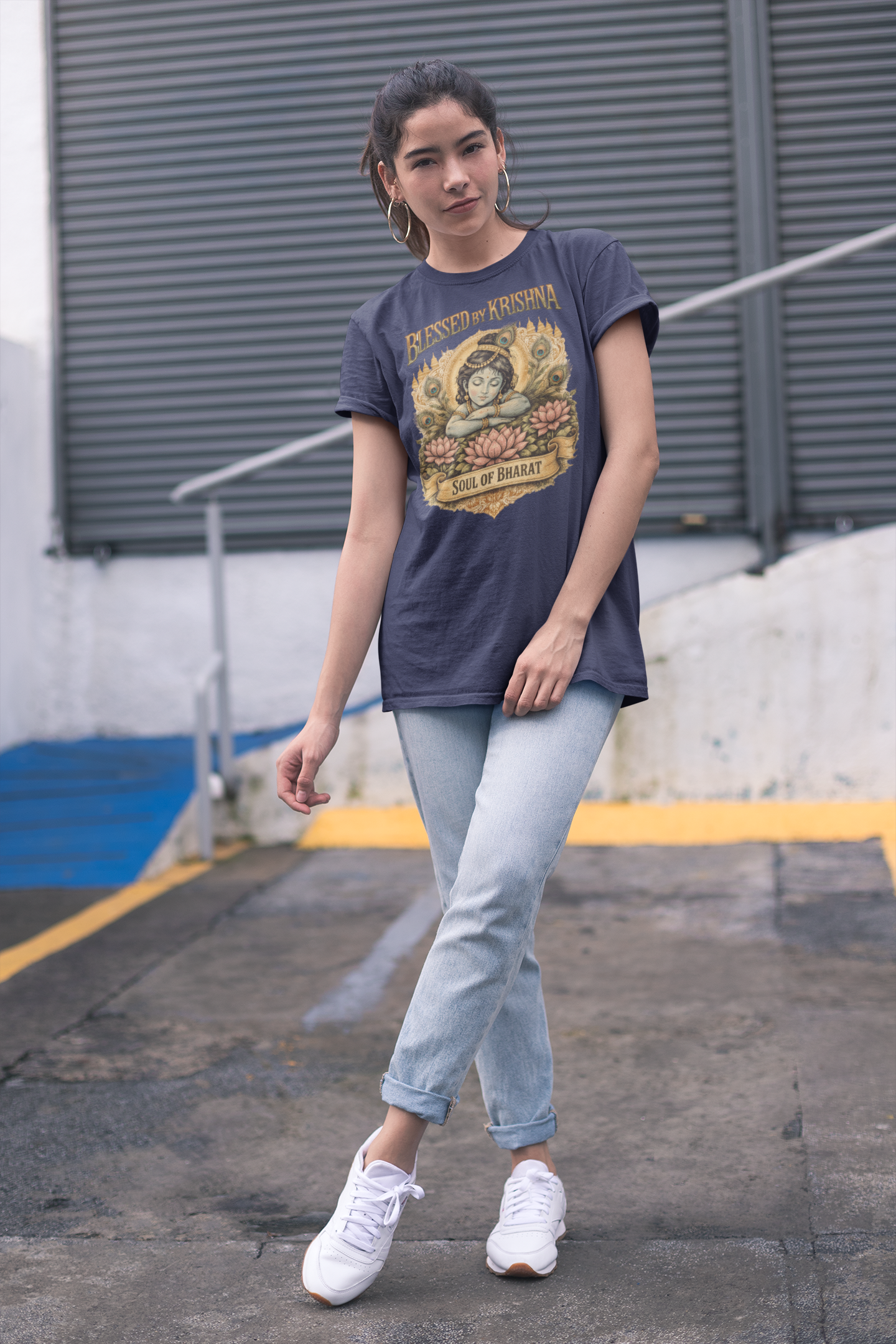Krishna oversized t-shirt India 240 GSM cotton spiritual graphic tee Soul of Bharat design