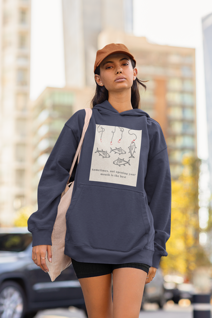 Oversized maroon unisex hoodie with aesthetic fish graphic print, Gen Z streetwear style, relaxed fit sweatshirt India