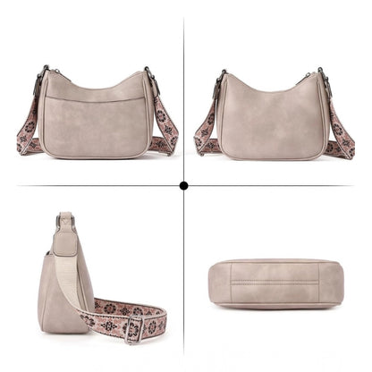 Generic Women's PU Leather Zipper Sling Bag (Beige)