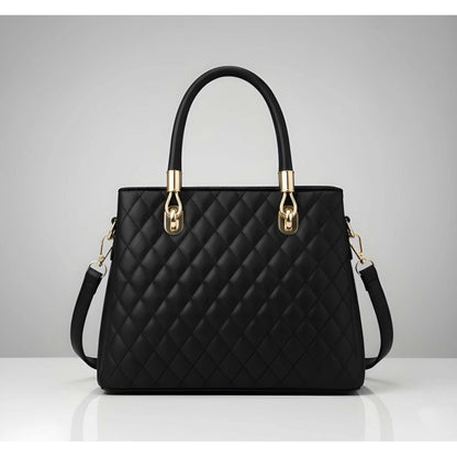 Generic Women's PU Leather Solid Shoulder Zipper Handbag (Black)