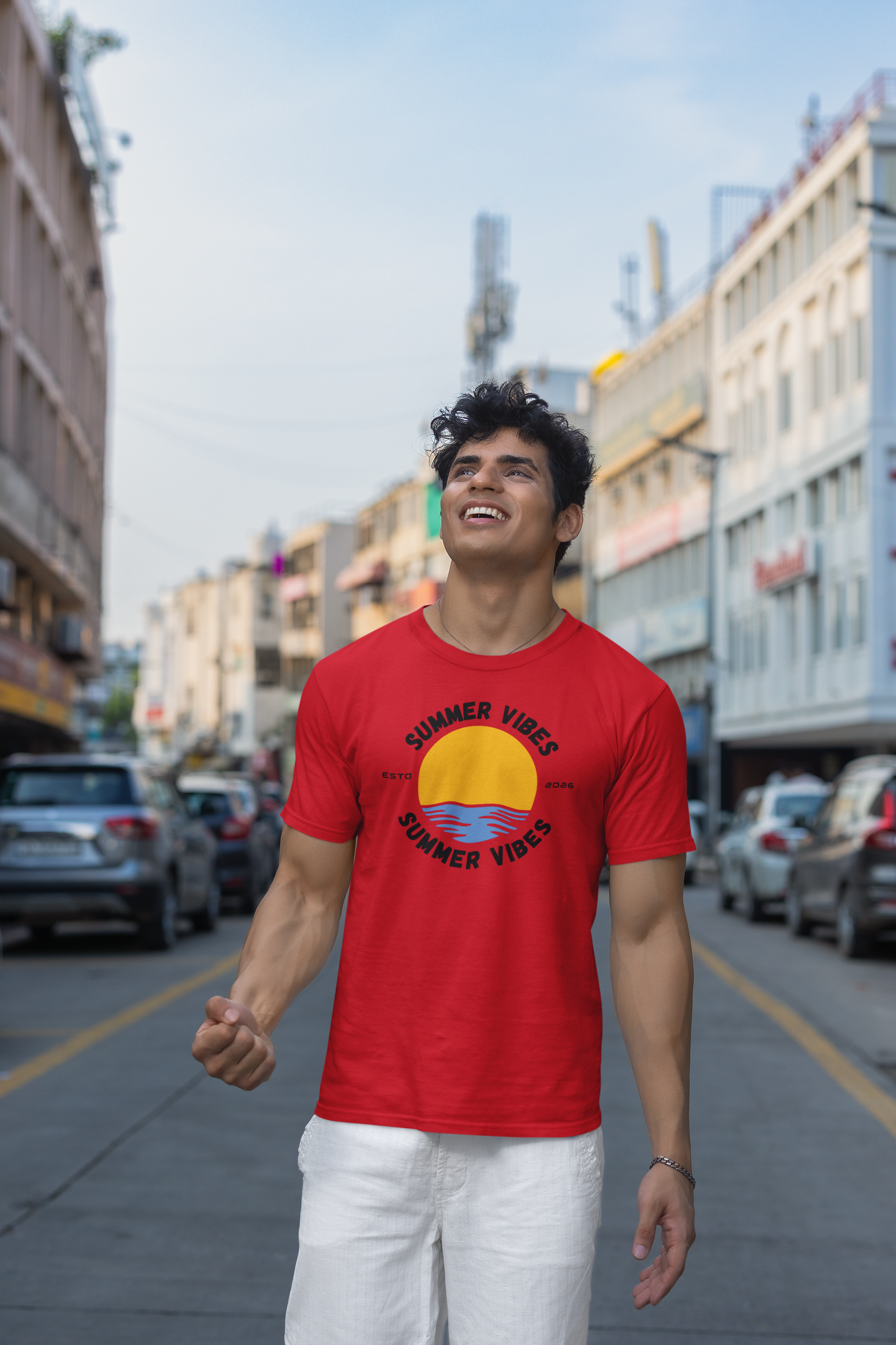 Men's T-Shirt | Summer Vibes Printed T-Shirt | Trendy Casual Combed Cotton Tee | Beach Wear Graphic T-Shirt